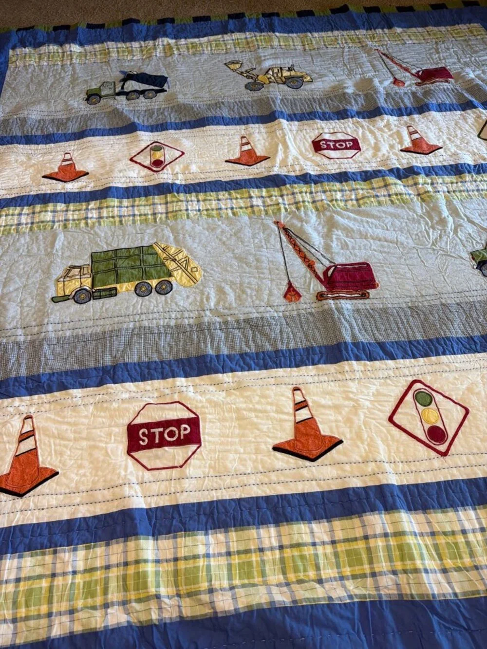 Pem America Trucks At Work Comforter  & Shams — Twin